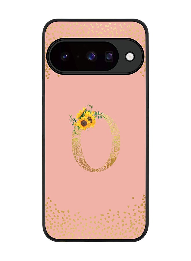 For Google Pixel 10 Case,Slim fit Camera Protection, Shockproof Thin Phone cover  - Custom Floral Monogram - O  (Rose Pink )